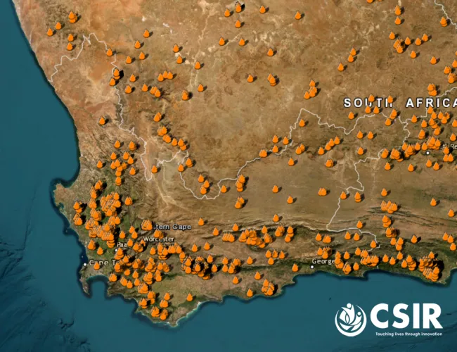 The CSIR Advanced Fire Information System (AFIS) Map Viewer showing MODIS and VIIRS-detected fire activity across the Western Cape province over one month during the fire season (February–March 2026) accessible via AFIS Map Viewert that will enhance landscape resilience and address the impacts of damaging wildfires.